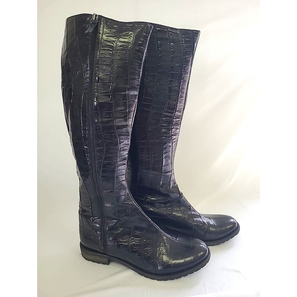 Alice and Olivia Emma Knee High Leather Embossed Boots  EU 40 US 9.5 - NEW